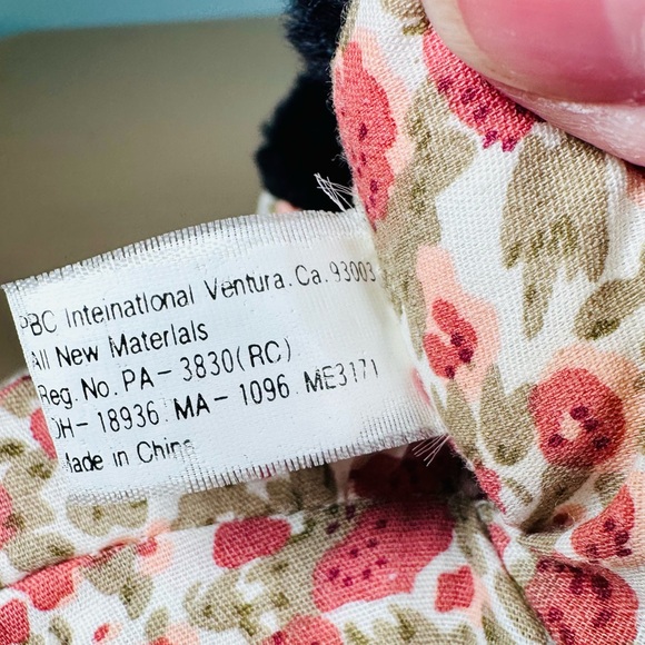 VTG Panda Bear 9” Ribbon Collar Poppies Plush PBC International Stuffed Animal - Picture 9 of 10